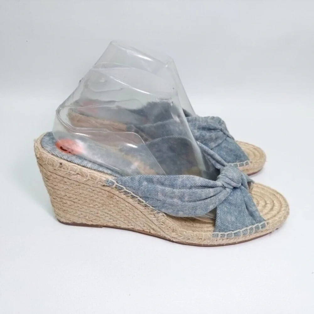 Splendid Sandals 9.5 Blue Coastal Platform Resort Vacation Slingback Espadrilles